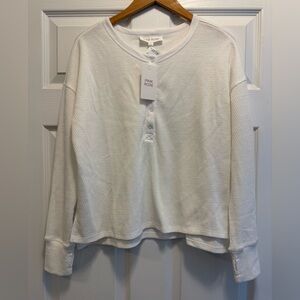 Pink Rose Women’s Medium White Long Sleeve Thermal Knit W/Thumb Holes new w/ tag